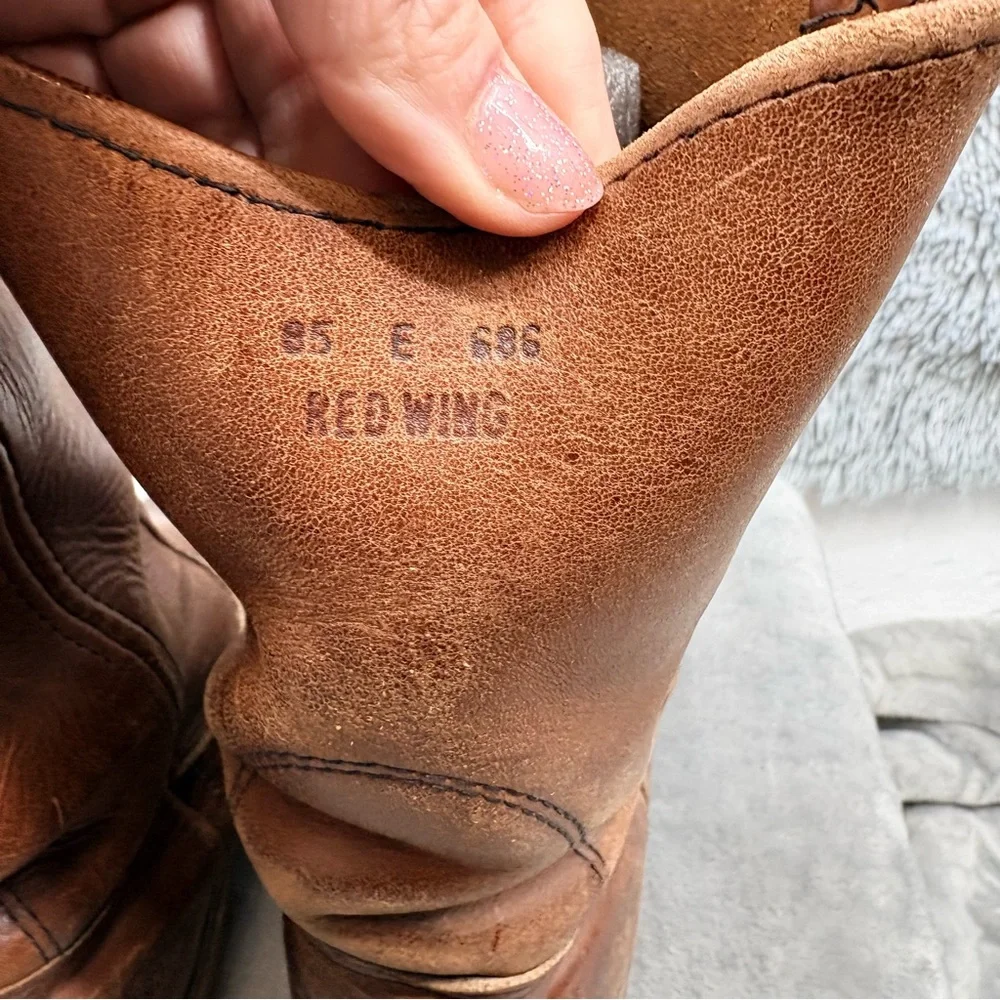 Red Wing Boots Mens Size 8.5 E Steel Toe Pecos Pull On Work Brown Leather USA